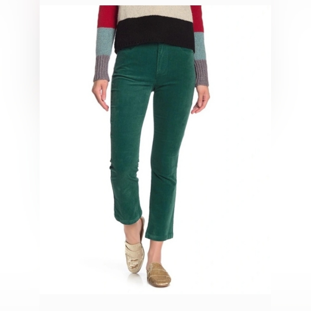 Pam & Gela Green Corduroy Cropped Flare Jeans Size 25 NWT